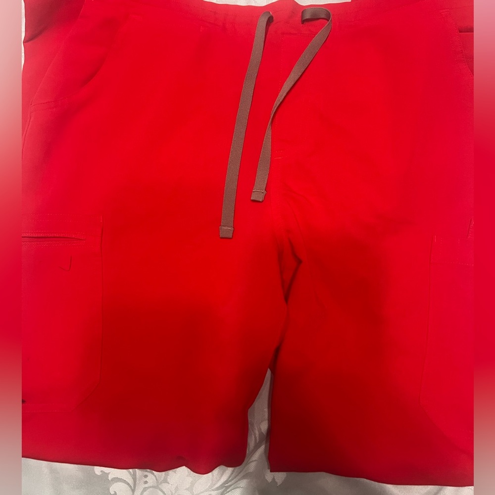 Yola large Tall skinny scrub pants in color Pop Red